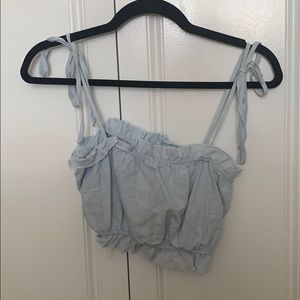 Cute blue ruffle crop with tie straps